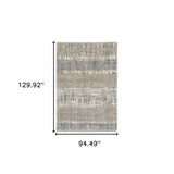 8' X 10' Grey And Ivory Abstract Lines Area Rug - Homeroots