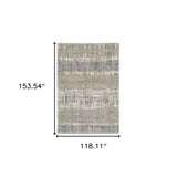 9' X 12' Grey And Ivory Abstract Lines Area Rug - Homeroots