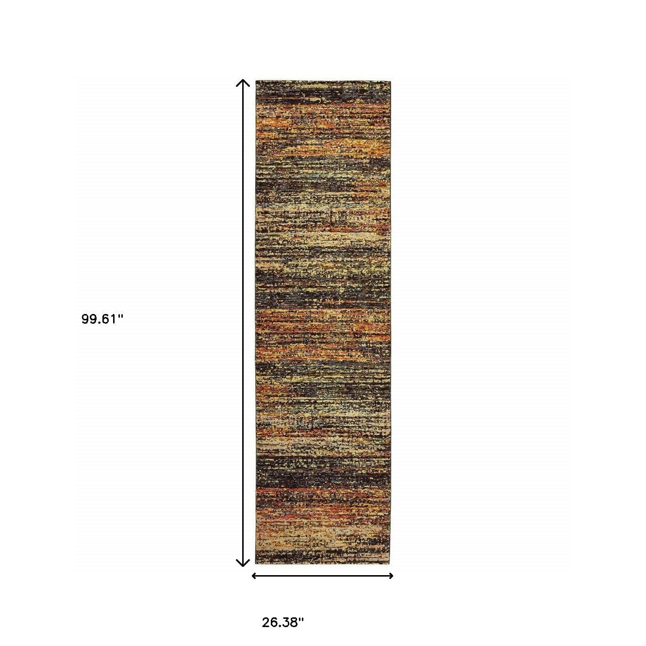 2' X 8' Gold And Slate Abstract Runner Rug