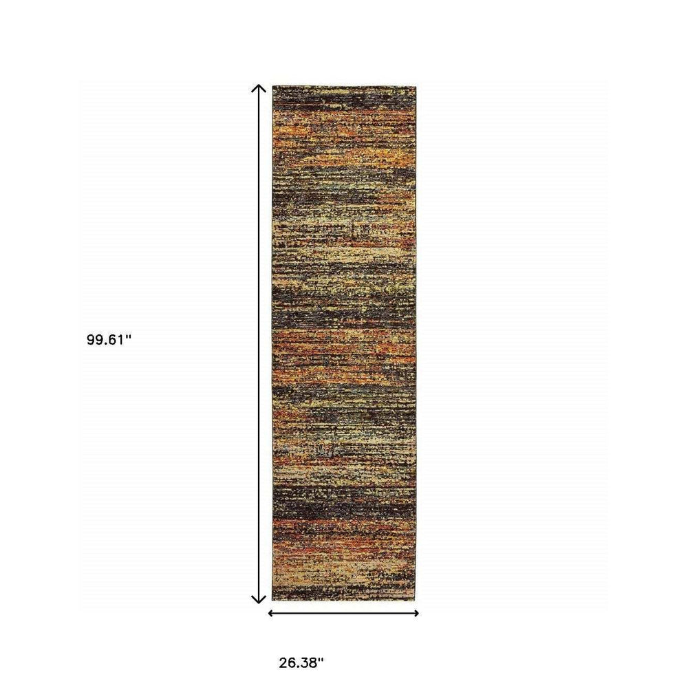 2' X 8' Gold And Slate Abstract Runner Rug - Homeroots - Flyclothing LLC