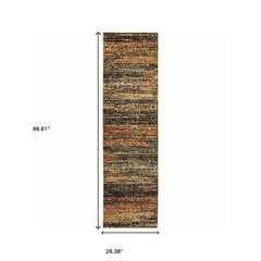 2' X 8' Gold And Slate Abstract Runner Rug