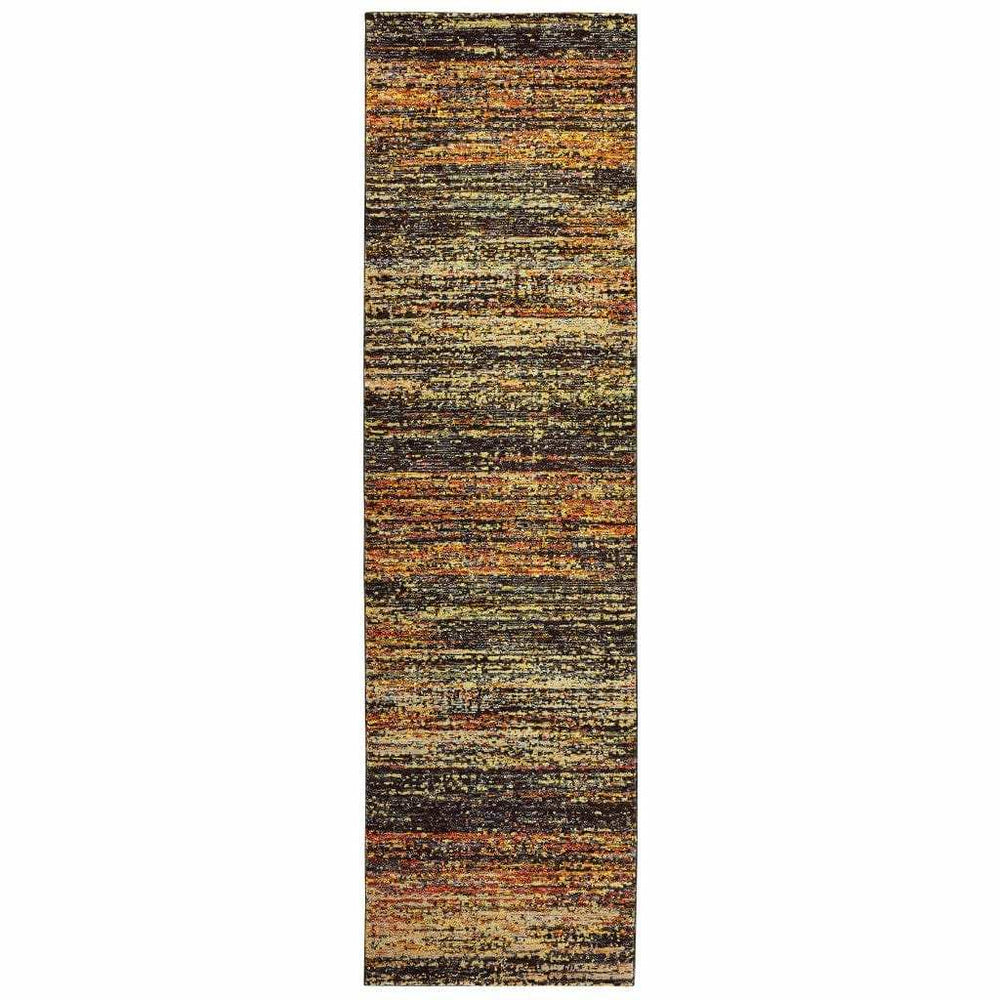 12' Gold And Slate Abstract Runner Rug - Homeroots - Flyclothing LLC