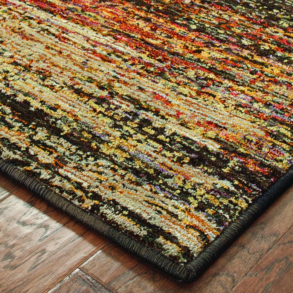 12' Gold And Slate Abstract Runner Rug - Homeroots