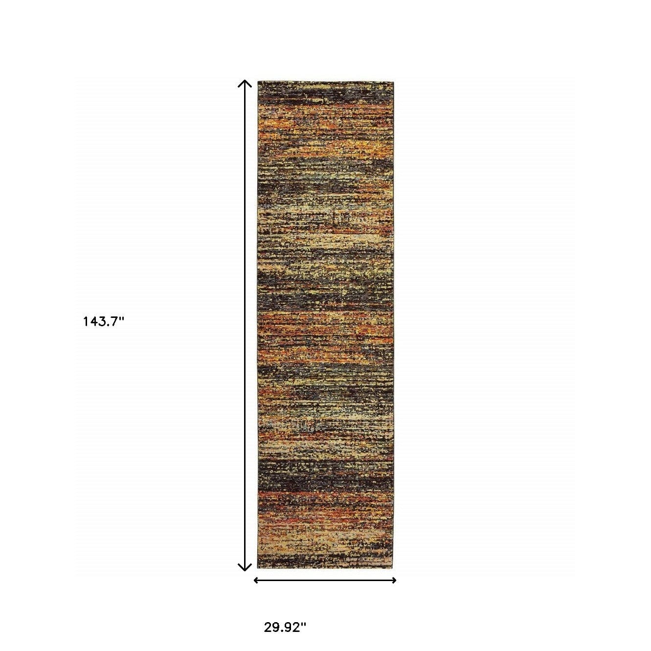 12' Gold And Slate Abstract Runner Rug - Homeroots