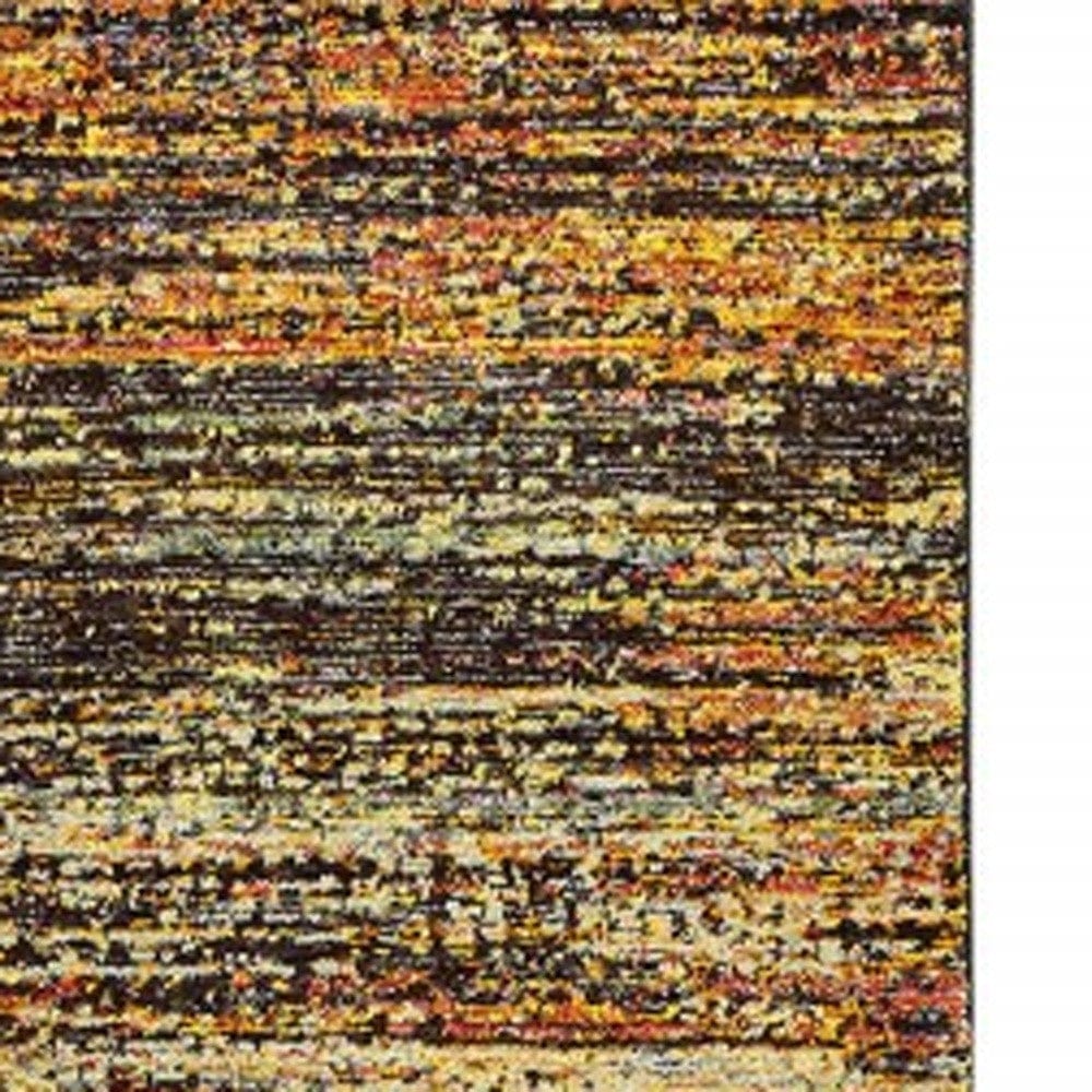 12' Gold And Slate Abstract Runner Rug - Homeroots
