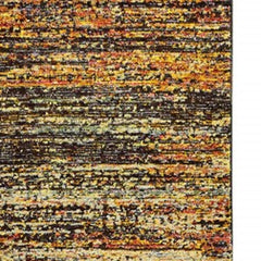 12' Gold And Slate Abstract Runner Rug - Homeroots