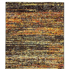12' Gold And Slate Abstract Runner Rug - Homeroots