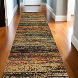 12' Gold And Slate Abstract Runner Rug - Homeroots - Flyclothing LLC