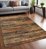 5' X 8' Gold And Slate Abstract Area Rug - Homeroots