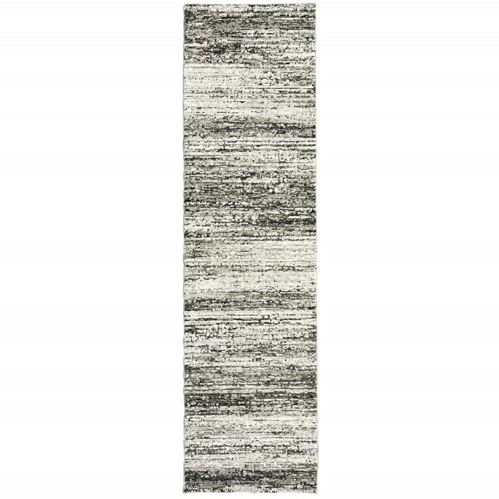 2' X 8' Ash And Slate Abstract Runner Rug - Homeroots