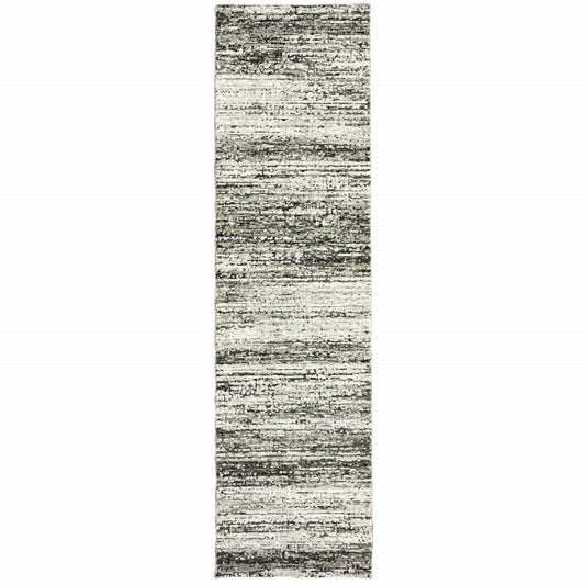 2' X 8' Ash And Slate Abstract Runner Rug - Homeroots