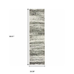 2' X 8' Ash And Slate Abstract Runner Rug - Homeroots