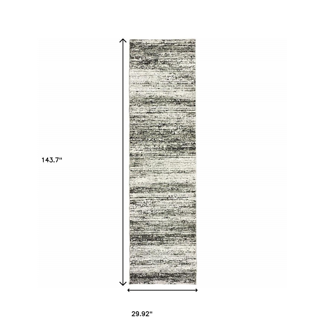12' Ash And Slate Abstract Runner Rug