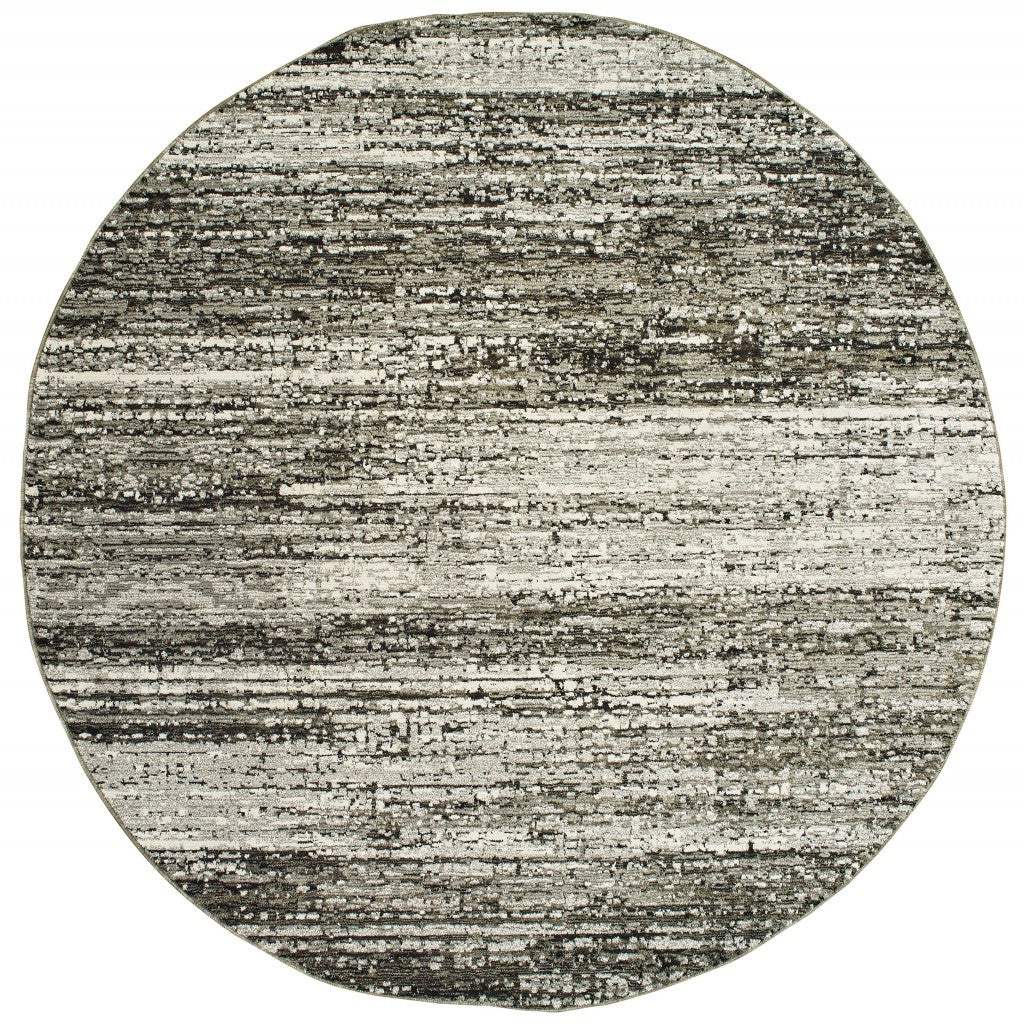 7' Round Ash And Slate Abstract Area Rug - Homeroots - Flyclothing LLC