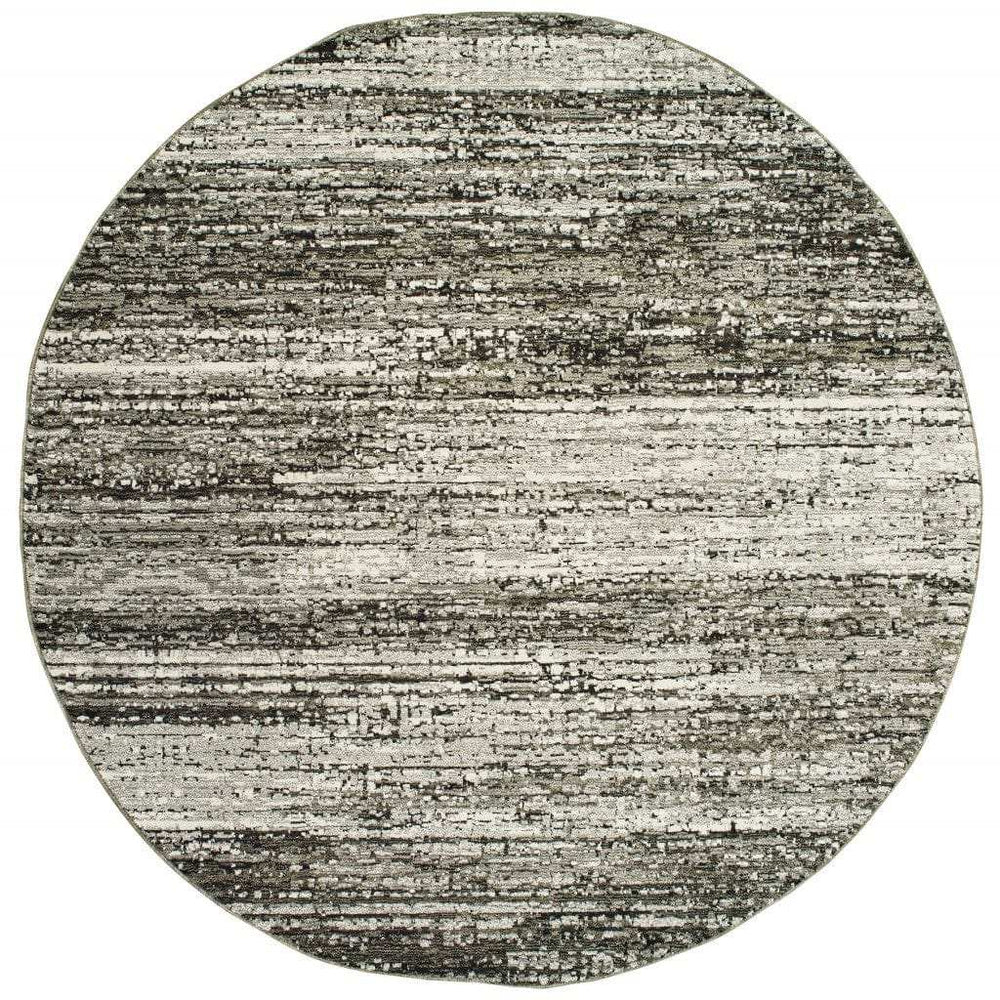 7' Round Ash And Slate Abstract Area Rug - Homeroots - Flyclothing LLC