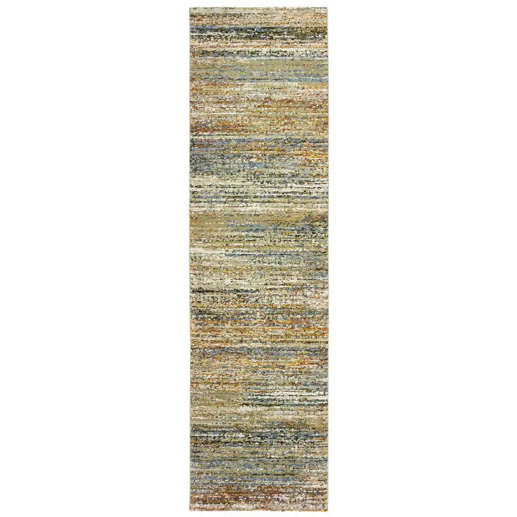 2' X 8' Gold And Green Abstract Runner Rug - Homeroots - Flyclothing LLC