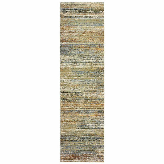 2' X 8' Gold And Green Abstract Runner Rug - Homeroots - Flyclothing LLC
