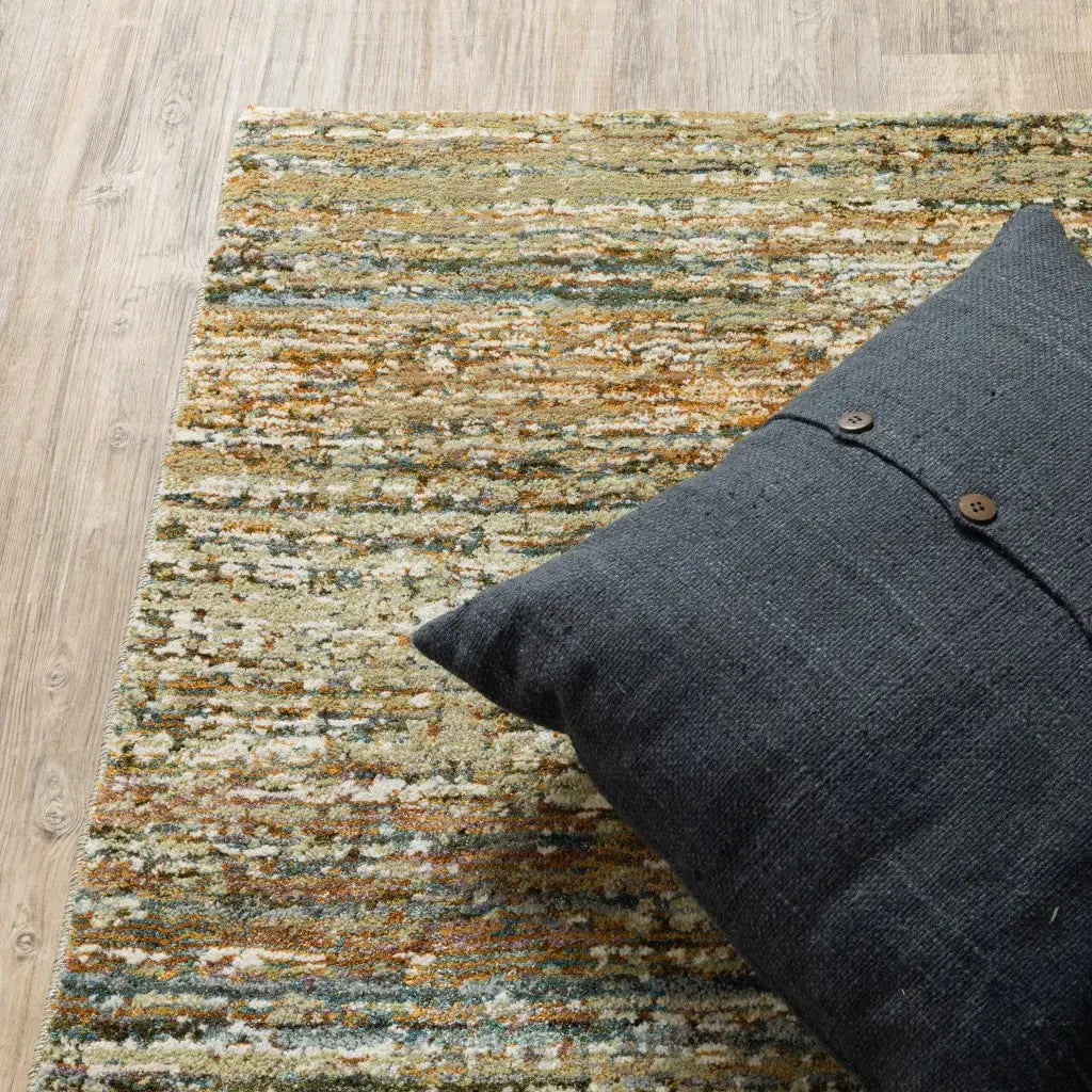 2' X 8' Gold And Green Abstract Runner Rug - Homeroots - Flyclothing LLC