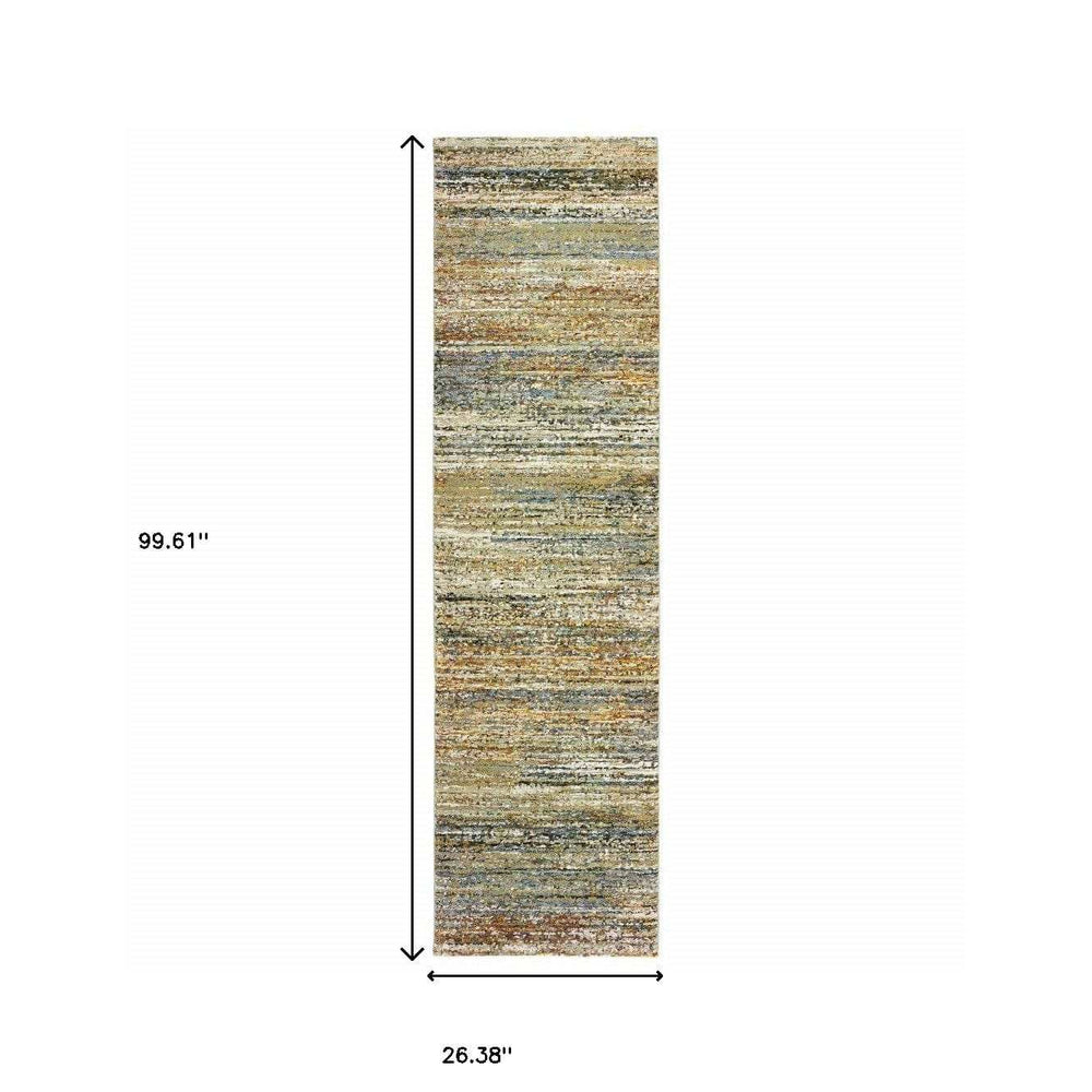 2' X 8' Gold And Green Abstract Runner Rug - Homeroots - Flyclothing LLC