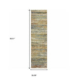 2' X 8' Gold And Green Abstract Runner Rug - Homeroots