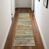 2' X 8' Gold And Green Abstract Runner Rug - Homeroots