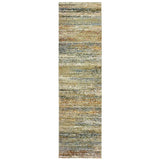 3' X 12' Gold And Green Abstract Runner Rug - Homeroots