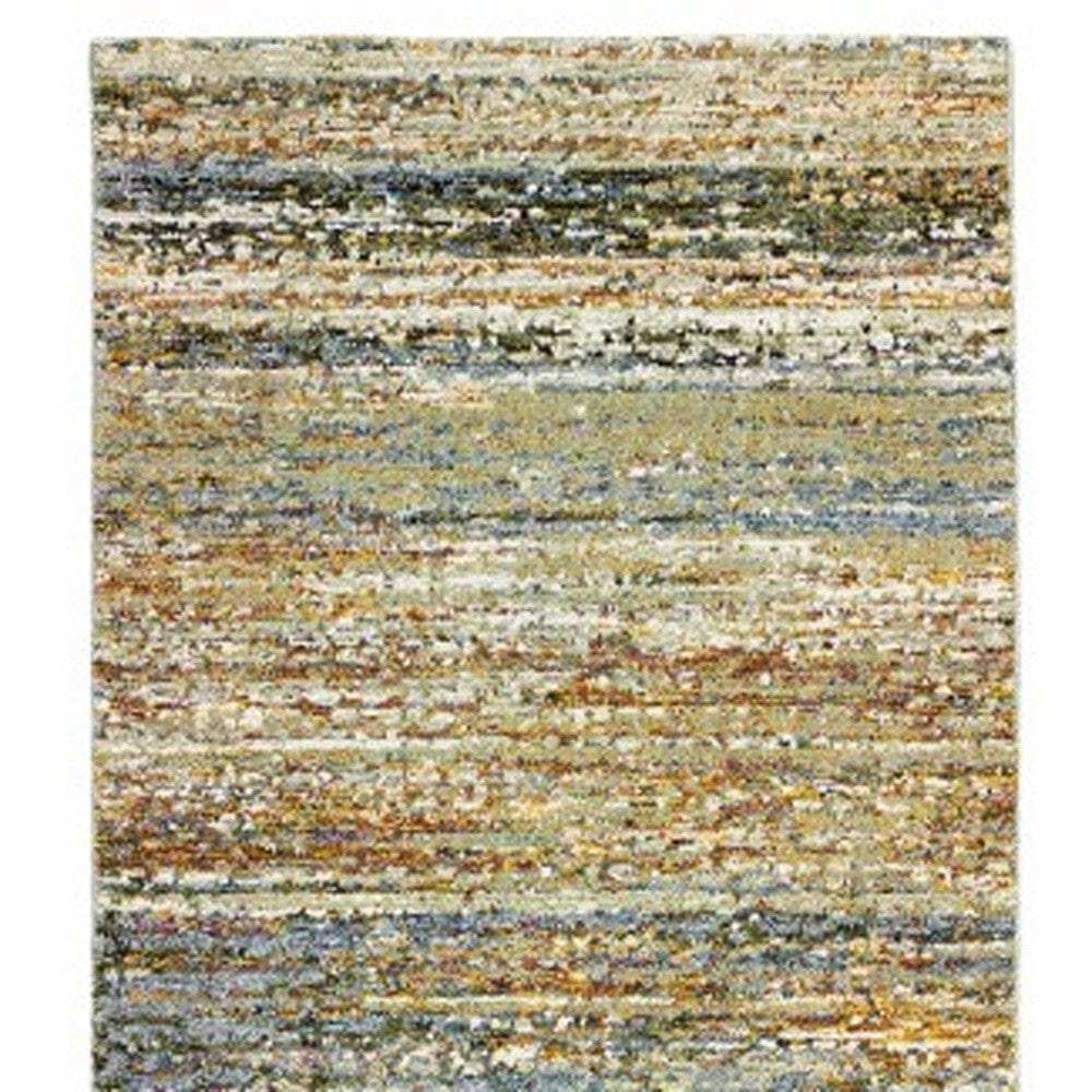 3' X 12' Gold And Green Abstract Runner Rug - Homeroots - Flyclothing LLC