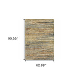 5' X 8' Gold And Green Abstract Area Rug - Homeroots