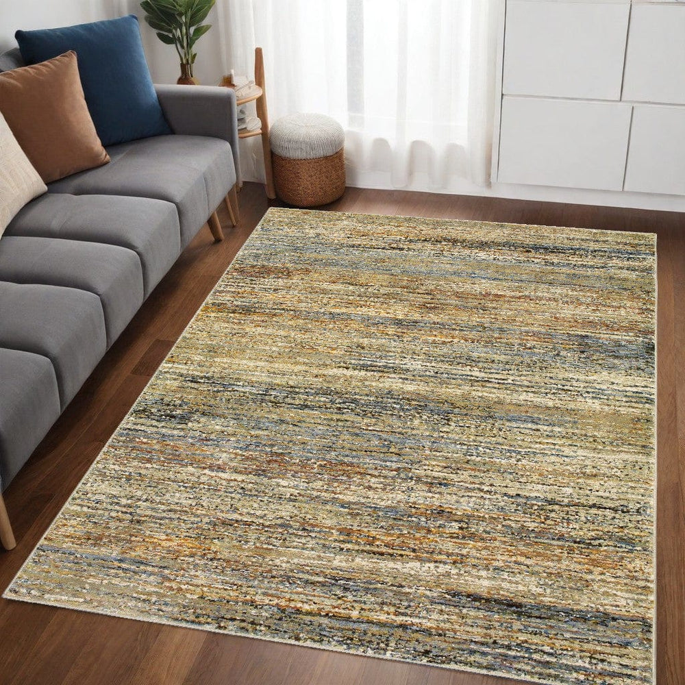 5' X 8' Gold And Green Abstract Area Rug - Homeroots
