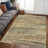 5' X 8' Gold And Green Abstract Area Rug - Homeroots