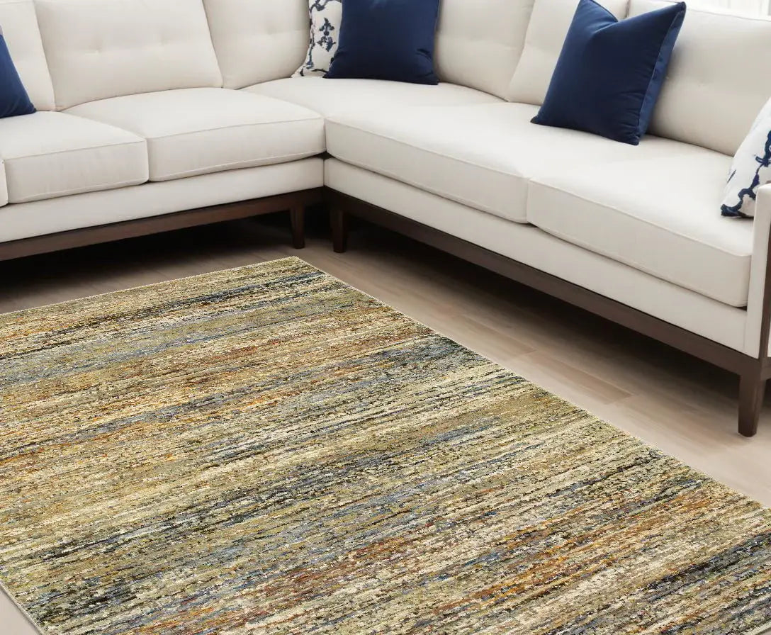 9' X 12' Gold And Green Abstract Area Rug - Homeroots - Flyclothing LLC