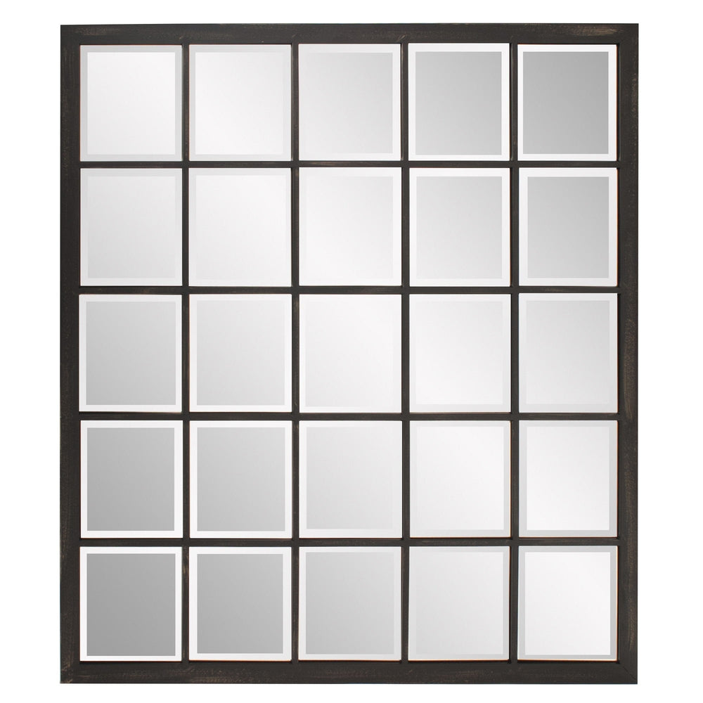 Rectangular Antique Black Finish Mirror With Beveled Edge - Homeroots