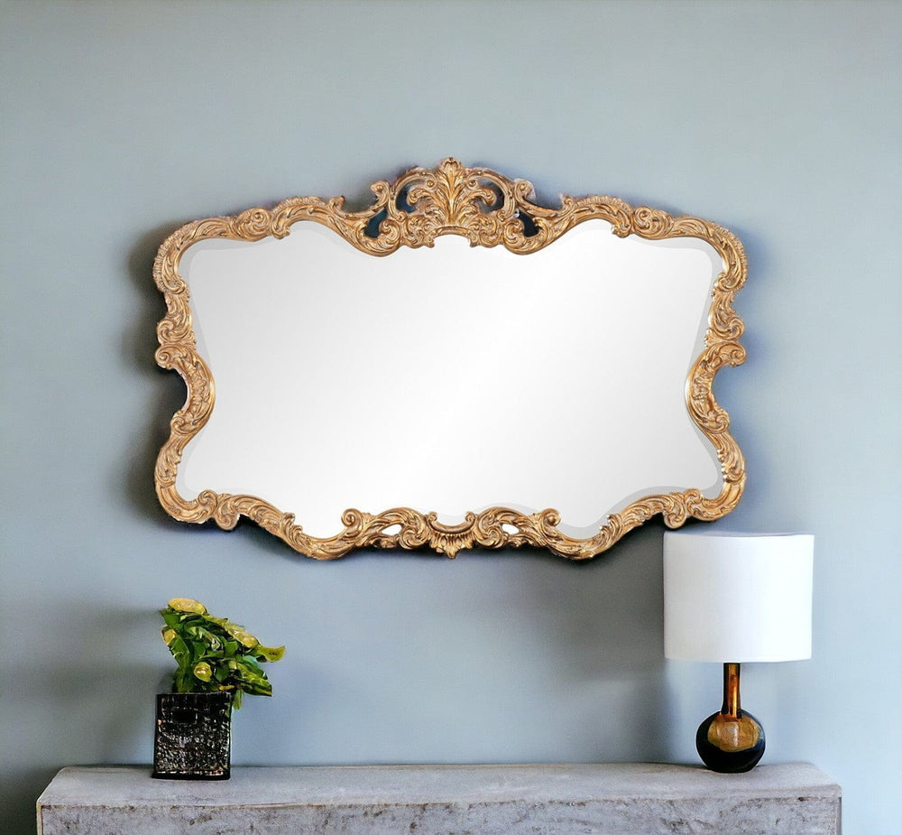 27" Gold Ornate Scroll Framed Accent Mirror - Homeroots - Flyclothing LLC