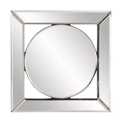 12" Round in Square Glass Framed Accent Mirror - Homeroots