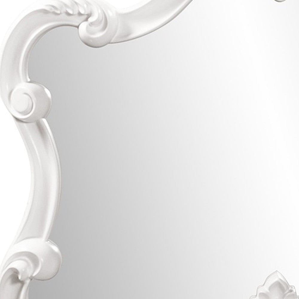 28" White Baroque Framed Accent Mirror - Homeroots - Flyclothing LLC