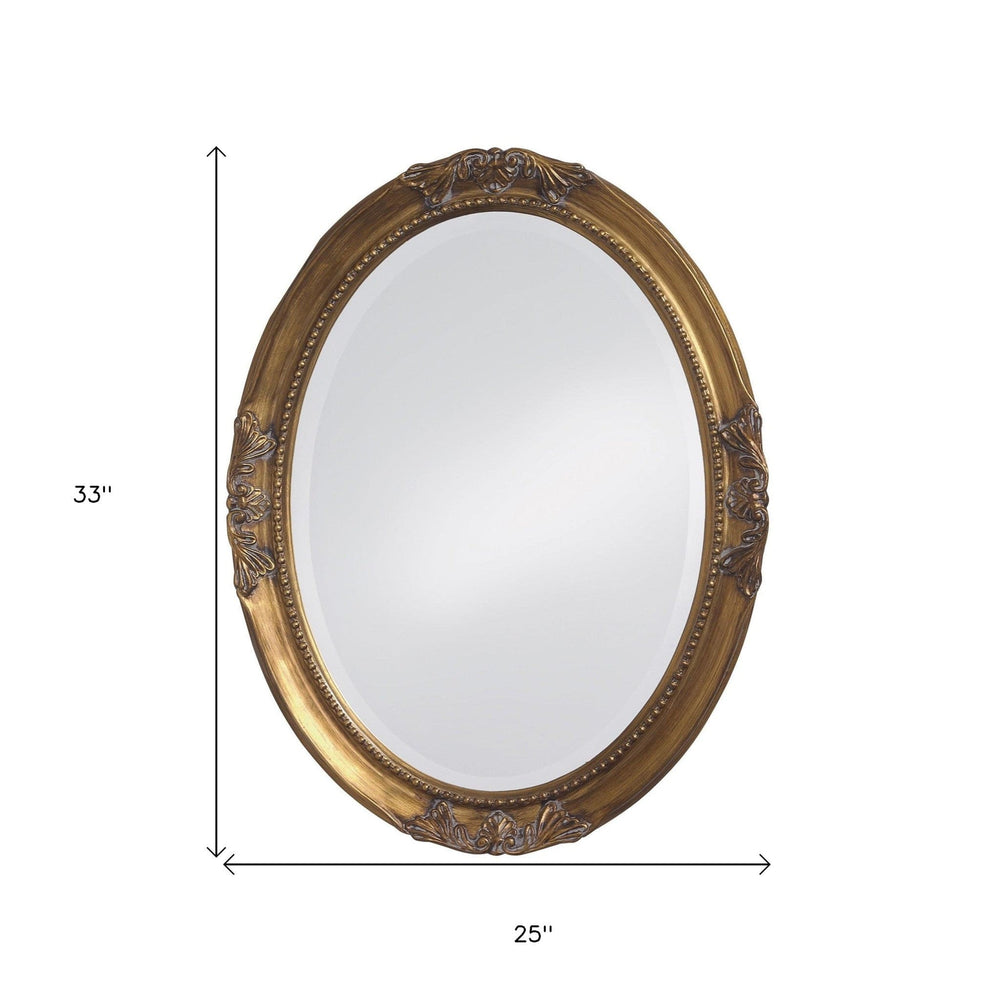 33" Gold Oval Framed Accent Mirror - Homeroots - Flyclothing LLC