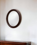 Oval Oil Rubbed Bronze Mirror With Wooden Grooves Frame - Homeroots