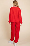 Super Lady Full Size Crinkle Check Round Neck Top and Pants Lounge Set - Trendsi - Flyclothing LLC