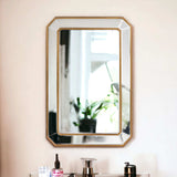 Recatngle Gold Leaf Mirror With Angled Corners Frame - Homeroots - Flyclothing LLC