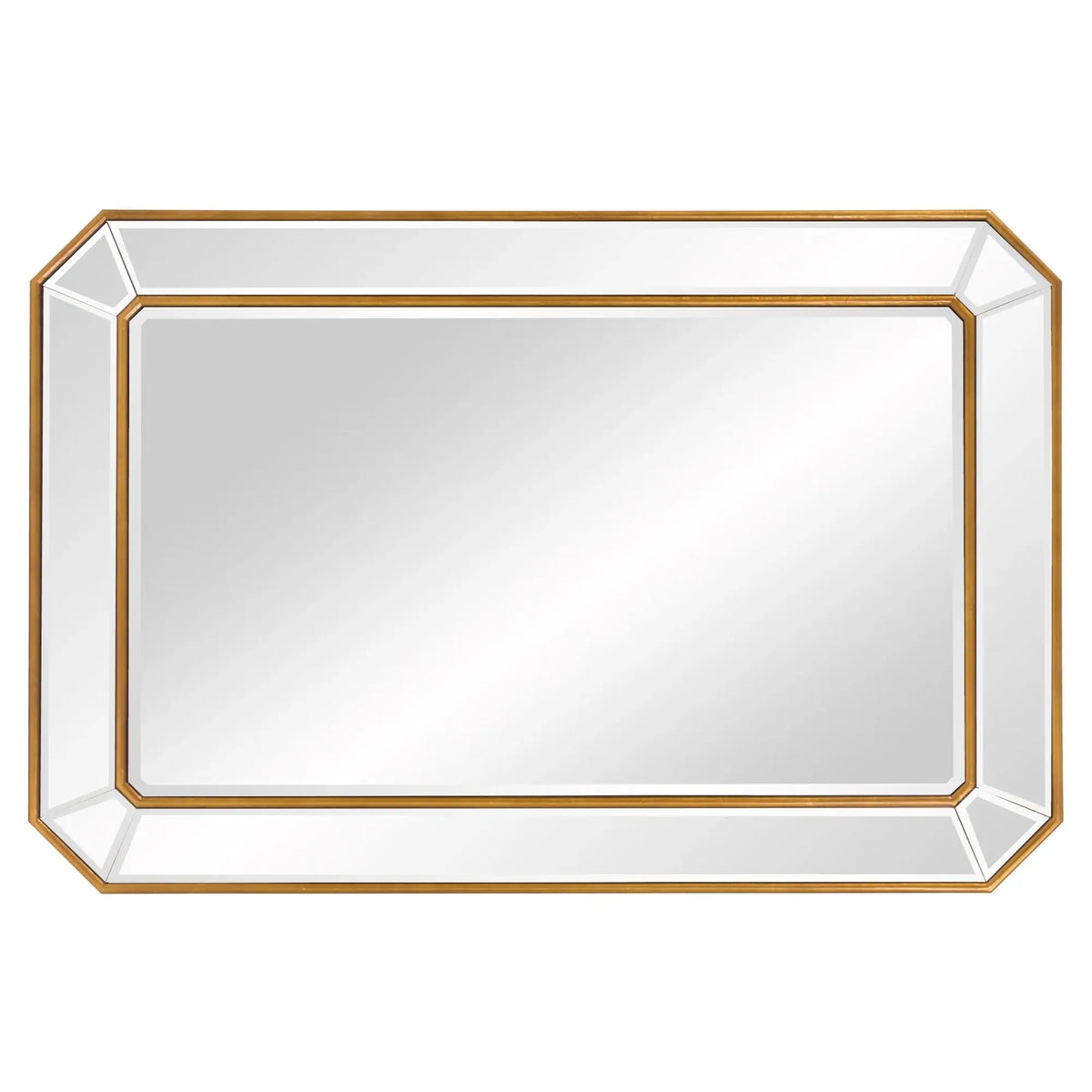 Recatngle Gold Leaf Mirror With Angled Corners Frame - Homeroots - Flyclothing LLC
