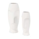 Set of Two Ceramic White Cylinder Table Vases - Homeroots - Flyclothing LLC