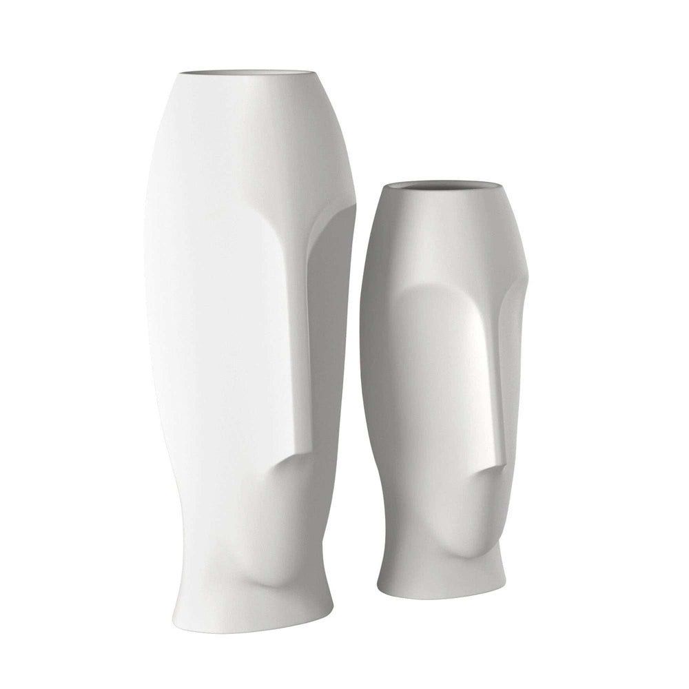 Set of Two Ceramic White Cylinder Table Vases - Homeroots - Flyclothing LLC
