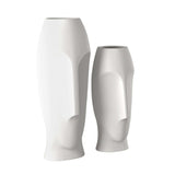 Set of Two Ceramic White Cylinder Table Vases - Homeroots - Flyclothing LLC