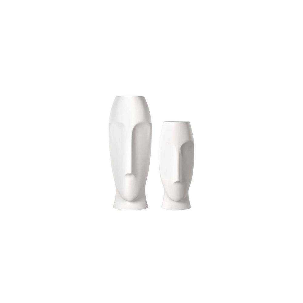 Set of Two Ceramic White Cylinder Table Vases - Homeroots - Flyclothing LLC