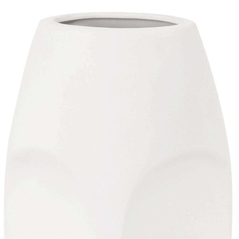 Set of Two Ceramic White Cylinder Table Vases - Homeroots - Flyclothing LLC