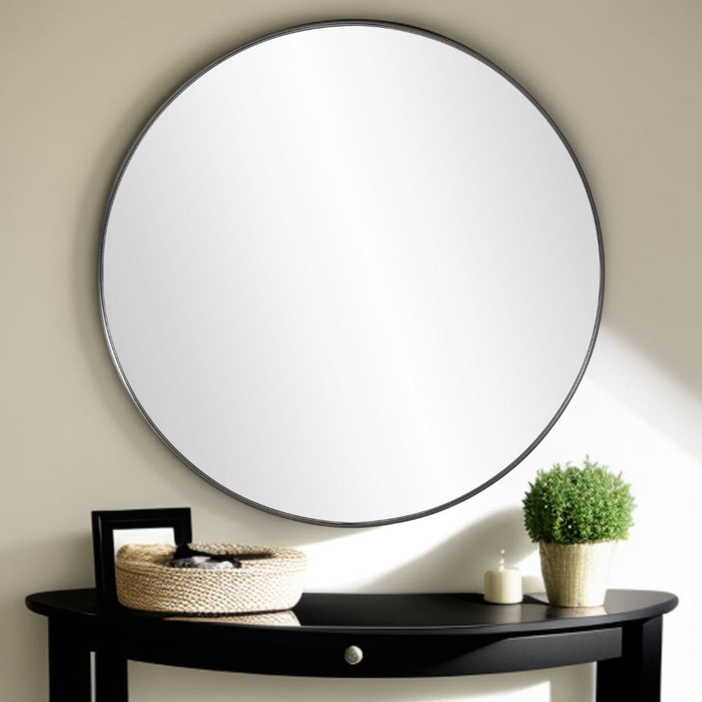36" Black Round Framed Accent Mirror - Homeroots - Flyclothing LLC