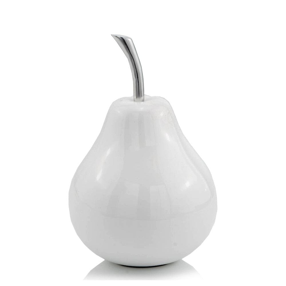 White Medium  Pear Shaped Aluminum Accent Home Decor - Homeroots
