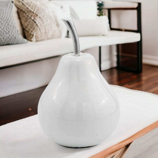 White Medium Pear Shaped Aluminum Accent Home Decor - Homeroots - Flyclothing LLC