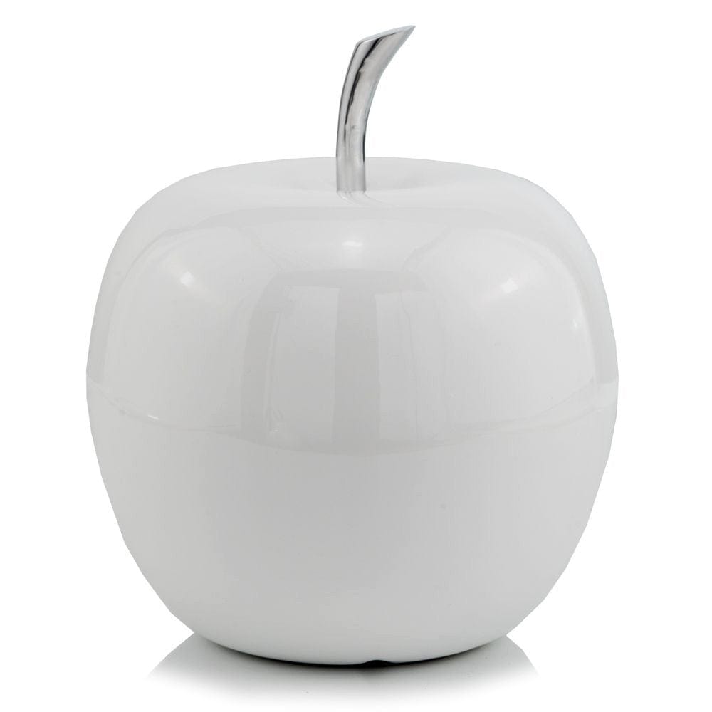 13" White Aluminum Decorative Apple Tabletop Sculpture - Homeroots - Flyclothing LLC