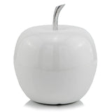 13" White Aluminum Decorative Apple Tabletop Sculpture - Homeroots